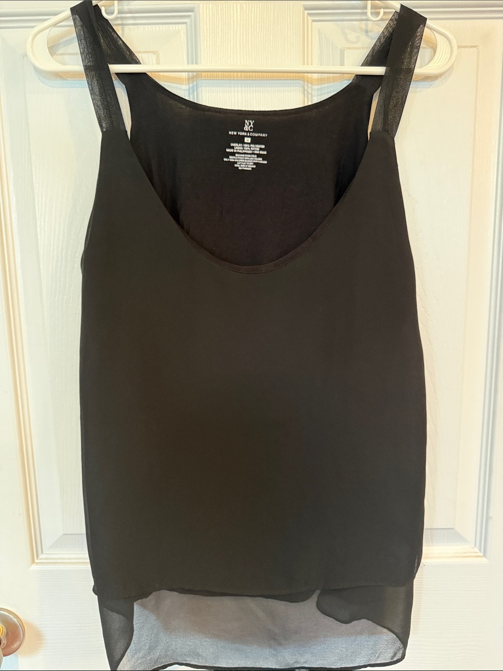NY & Co. Black Layered Chiffon Tank Top